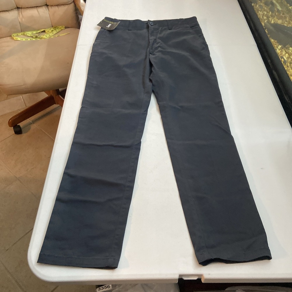 Lee Extreme Motion Pants 33x32 Navy Mens Slim Straight
